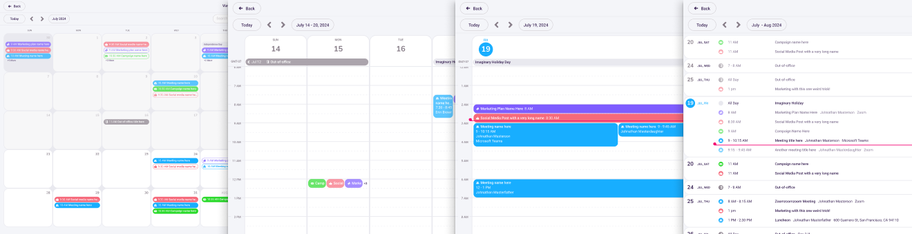 Overview of the completed calendar redesign