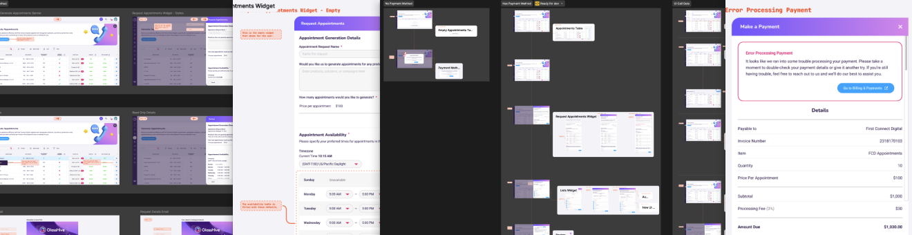 Highlight of mocks and widgets from the comprehensive design flow