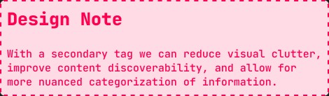 Design note: a secondary tag reduces visual clutter
