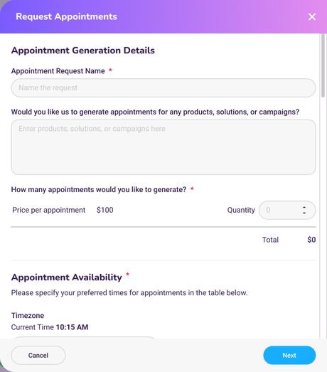 Request appointments