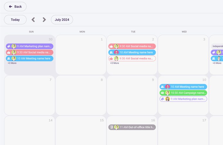 GlassHive month calendar