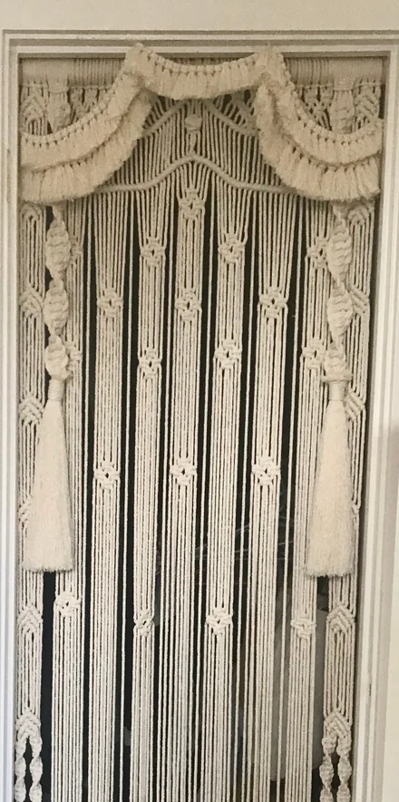Macrame doorway curtain